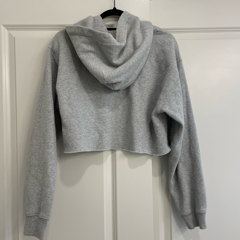Aritzia TNA Light Grey Fleece Cropped Hoodie - Picture 4 of 5